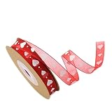 PERSELOSO Nastro in Poliestere Stampa a Cuore Rosso da 10 Metri per Decorazioni di San e Confezioni Regalo, per Matrimoni e Artigianato