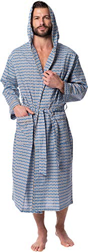 AMERICAN HEAVEN Mens Lightweight Sleep/Lounge Long Bath Robe with Hood -Premium Cotton Blend