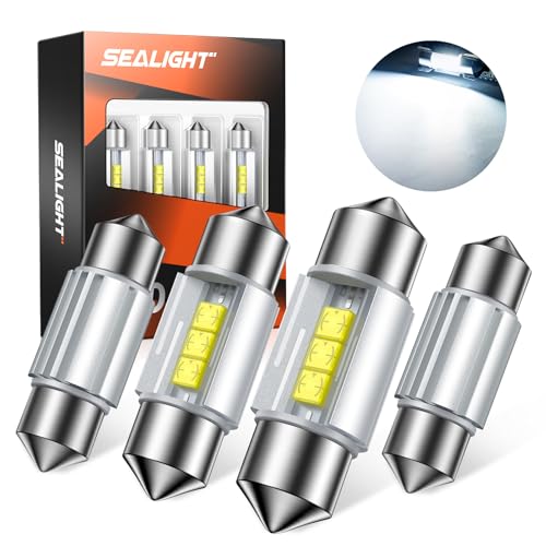 SEALIGHT 31mm DE3175 LED Bulbs DE3021 DE3022 LED Bulbs CSP-2525 Ceramic Chipsets 6500K White Super Bright Error Free CANBUS Interior Car Light for Dome Map Door License Plate Lights Bulbs (Pack of 4)