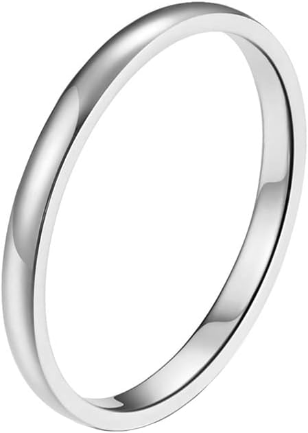 PAURO Unisex Stainless Steel 2mm Couple Rings Stacking Knuckle Band Plain Ring Set for Wedding Party Multi Colors