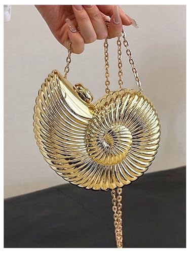 GORGLITTER Women's Seashell Bag Metallic Fancy Evening Bags Party Crossbody Handbag Gold One Size3