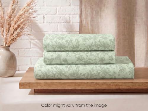 Image of SleepyCat 300 TC Cotton-Soft Microfiber Bedsheet with 1 Pillowcase|Wrinkle-Free|300 TC Plain Weave|No Creases, No Shrinkage|No Colour Fading|150 GSM|Sage Forest|Fits Mattress Upto 8 Inches|Single