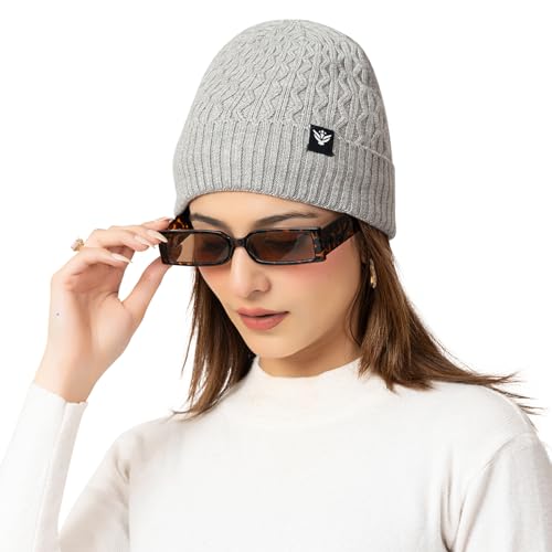 Image of AMOLDO Unisex Woolen Beanie Cap | Warm Winter Hat - Zigzag Design