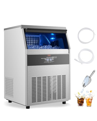 VEVOR 265lbs/24H Commercial Ice Maker, 108 Ice Cubes in 15 Minutes, Freestanding Ice Maker Machine with 66lbs Large Storage Capacity for Bar Office Restaurant, with LED Digital Display & Self-Cleaning