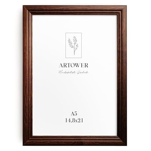 Artower® Bilderrahmen Vintage Braun Holz Rahmen für DIN A5 14,8 x 21 cm | Posterrahmen Groß Collage | Picture Frame Vintage Brown Wood 15x21 cm | Retro Schmal Bilderrahmen | Braun Poster Rahmen