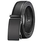 SENDEFN Men's Leather Belt Automatic Ratchet Buckle Slide Belt for Dress Casual Trim to Fit with Gift Box
