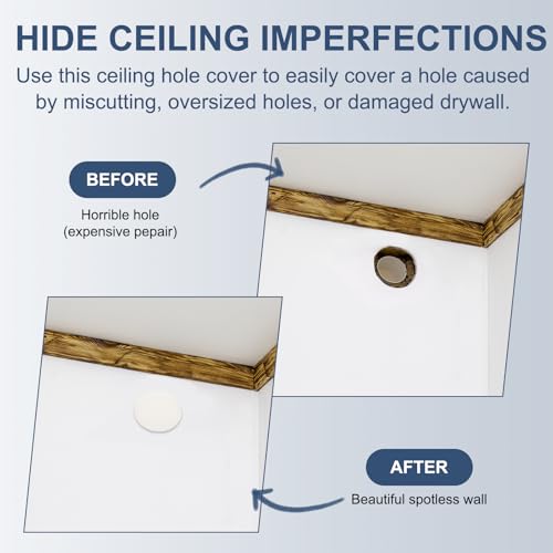 uxcell 2Pcs 170mm/6.7" Round Ceiling Cover Plate, Downlight Hole Speaker Wall Hole Spring-Lock Decorative Steel Trim Cap Access Panel for 4.9-6.3" Ceiling or Drywall Openings, Matte White by uxcell - Image 5