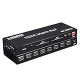 5MNG0Y8 4K 60Hz 6x2 HDMI Matrix Switch 6 in 2 Out Matrix HDMI Switch Splitter with Optical R/L Audio Extractor Video Switcher Converter(with UK Plug)