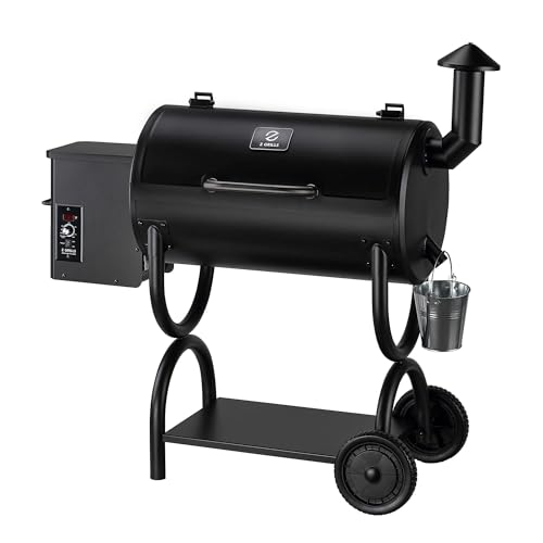 Z GRILLS ZPG-550B Wood Pellet Smoker Grill, Auto Temperature Control, 553 sq in Cooking Area, 8 in 1 Grill for Outdoor BBQ, Black