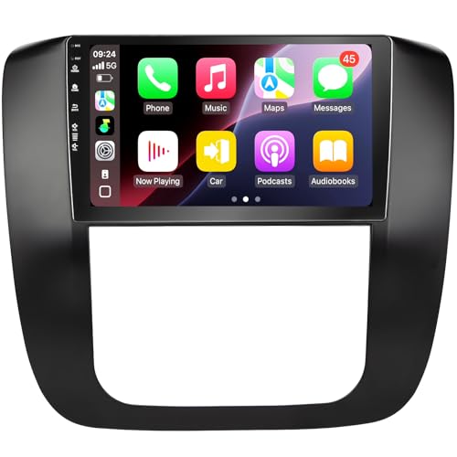 9" QLED Android 13 Car Radio Stereo for GMC Yukon Chevrolet Chevy Silverado 2007-2013 Tahoe Sierra Support with Carplay & Android Auto Backup Camera GPS FM BT SWC WiFi (Black)