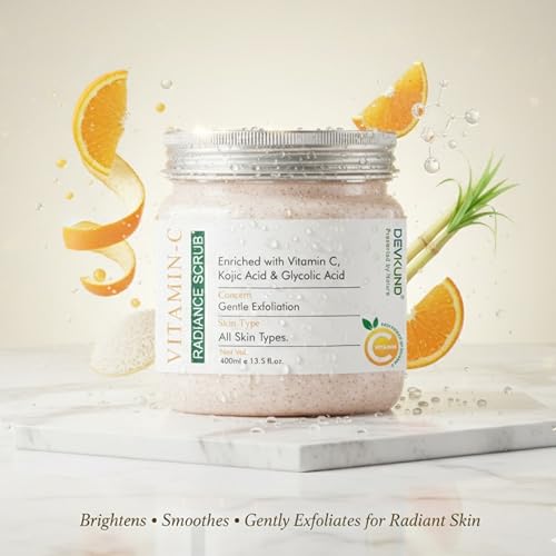 Image of Vitamin-C Radiance Face & Body Scrub | Enriched with Vitamin C, Kojic Acid & Glycolic Acid | Skin Brightening, Exfoliating & Revitalizing - 400ml