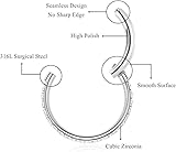 ROMAXO Clear CZ Nose Rings silver Stainless Steel Hinged Segment Rings 0.8/8mmm Nose Ring Hoops Hinged Seamless Segment Helix Daith Tragus Cartilage Earring Jewellery - Image 2
