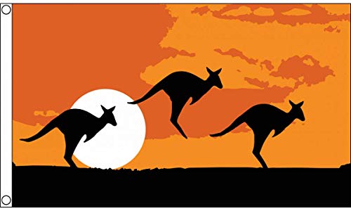 AZ FLAG - Flagge Australien Känguruh-Silhouette - 90x60 cm - Australische Wüste Fahne 100% Polyester mit Messing-Ösen - UV-beständig - Vives Farben - 50g