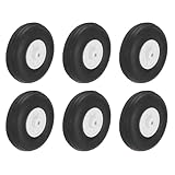 Roue d'avion pour maquette RC, diamètre extérieur : 100 mm ; épaisseur : 30 mm ; diamètre du trou d'essieu : 5,2 mm ; couleur : noir, blanc ; matériau : caoutchouc PU ; dans le paquet de : 6 roues en éponge d'avion RC ;