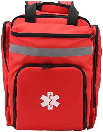 Red Firefighter Bag, Large Capacity First Responder Bag Emergency Medical Backpack for Travel Camping