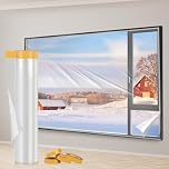 Yotache Window Insulation Kit 2.4m x 10m Long Indoor Window Shrink Film, POF Insulating Shrink Film for Windows, Draught Excluder Waterproof Dust Proof, Transparent