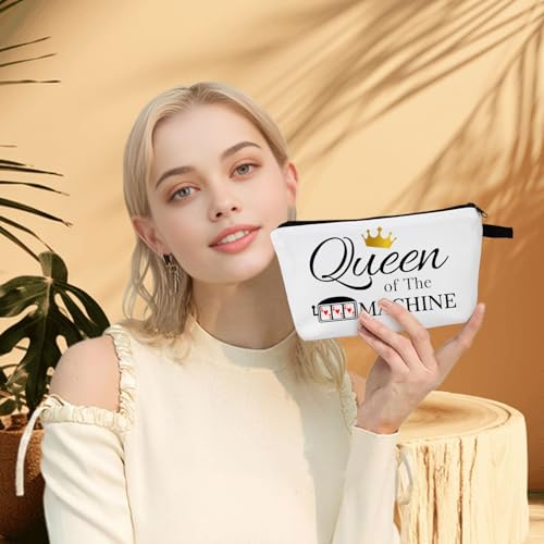 MoCaliduccious Slot Machine Themed Presents for Casino Gambler Casino Lovers Gift Makeup Bag Slot Machine Christmas Birthday Gift for Gambling Lovers Friends Travel Pouch (White)