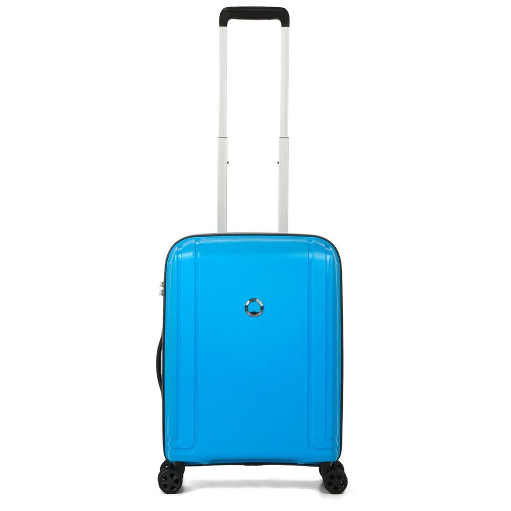 DELSEY PARISBrisban 55 cms Small Cabin Polypropylene Hard Sided 8 Wheels Spinner Suitcase/Trolley Bag for Travel with TSA Lock- Cyan Blue