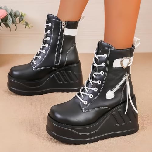 Image of Ulalaza Women Mary Jane Dress Pumps Lolita Shoes Cute Platform Gothic Double Ankle Strap Round Toe Chunky Heel Uniform Pumps Shoes Perfect for School Party Business Work Dance Date Night Club
