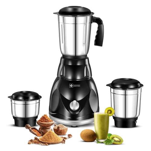 Image of Havok 750W Mixer Grinder for Kitchen with 3 Stainless Steel Jars | Heavy Duty 20000 RPM Motor Mixie for Spices Chutney Smoothies | Rust-Resistant Blade | Overload Protection | 1.5L Large Blending Jar