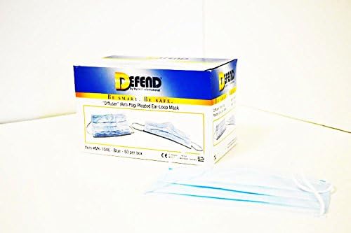 DEFEND- Diffuser (Anti-Fog) Ear-loop Pleated Mask Blue 50 bo 113691 Us Depot