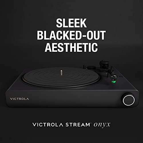 Victrola Stream Onyx Turntable - 33-1/3 & 45 Rpm Vinyl Record Player, Works With Sonos Wirelessly, High Precision Magnetic Cartridge, Semi-Automatic, Multiple Connections, Black Matte Finish #TOP7