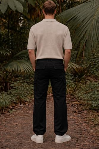 Image of Louis Philippe Men's Relaxed Straight fit Cuffed Bottom Hem for Jog & Travel Friendly with Multi Usage Pockets Casual Trouser