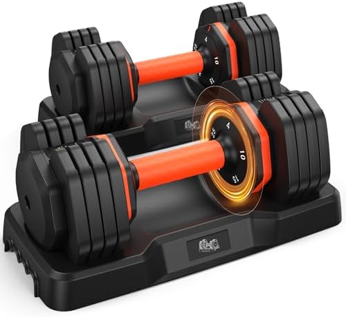 2026 Updated Adjustable Dumbbell Set of 2, 110lbs/50lbs Weights D...