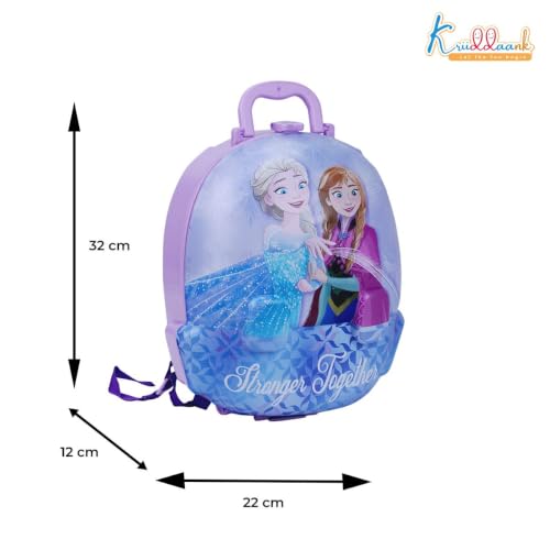 Image of Frozen 2-in-1 Backpack & Trolley Dressing Gift Set for Kids - 13 Pcs Pretend Play Makeup Kit with Electronic Dryer, Portable Beauty Vanity Suitcase for Girls Aged 3+ Years (Turkish Blue)