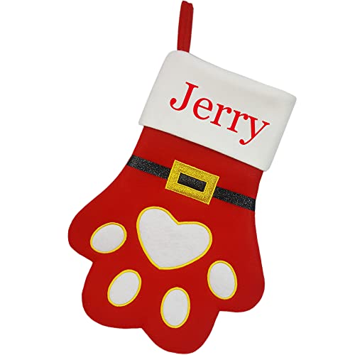 DearSun Pet Paw Christmas Personalized Stocking Customization Christmas Stocking Dog and Cat Gift Bag (Color 16)