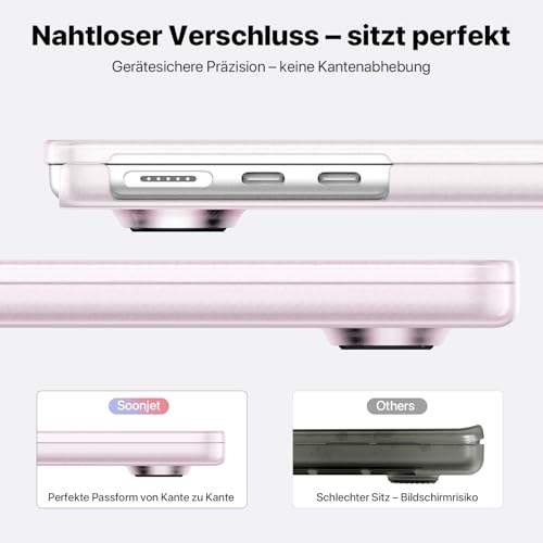 Image of Soonjet Compatible with MacBook Air 13 inch Case M5 M4 M3 M2 2026 2025-2022, Release Model A3449 A3240 A3113 A2681, [Barely-There Pink] Hard Shell Laptop Cover for MacBook Air 13.6 inch - Pink Clear