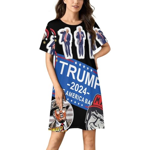 PIVUWXOB Womens Nightgowns Trump Short Sleeve Sleepshirt Nightshirt Soft Pajamas Dress Casual Sleepwear XL