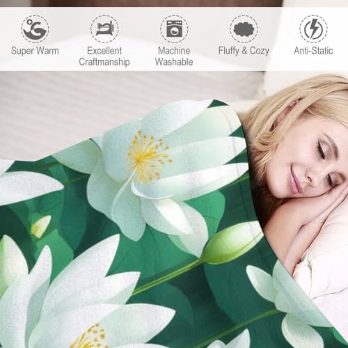 Couverture chaude en flannel molleton flanelle lotus jeté de lit toutes saisons plaid 130x150 - 4