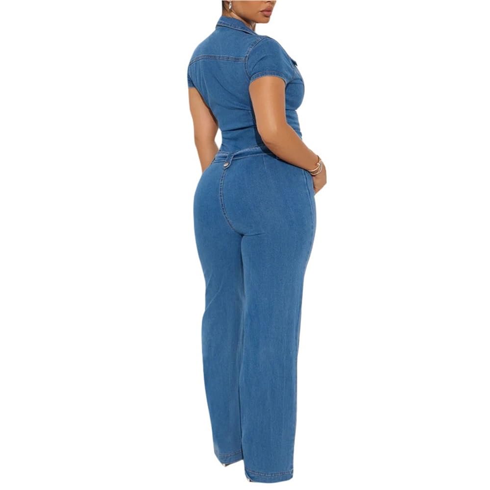 Combinaisons En Jean Slim Pour Femmes Shorts À Jambes Larges Et Ceinture