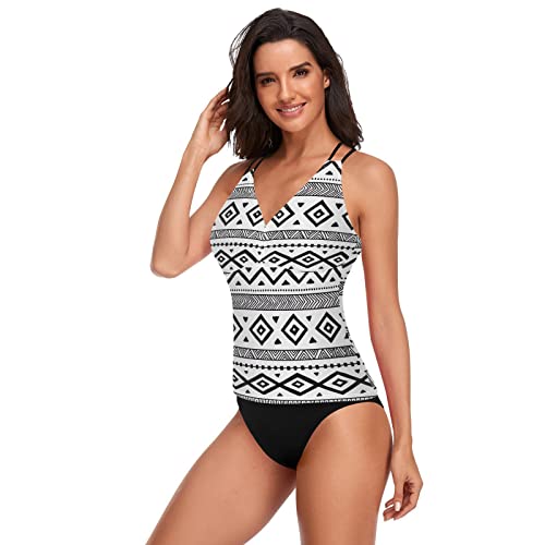 Horizontal Stripes Women's Tankini Bathing Suit Tops V Neck Swim Tank Tops #TOP2