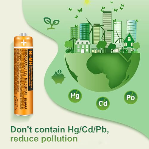 Akkus NI-MH AAA Wiederaufladbare 4 Stück 550mAh 1.2V HHR-55AAABU für Panasonic BT Gigaset Telefone Zuhause Büro Langzeitnutzung