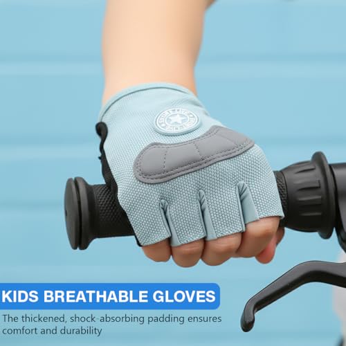 Image of PROBEROS Kids Riding Gloves for 8-13 Years, Anti-Slip Adjustable Palm Vibration Reduction Breathable Moisture-Wicking Design Sport Gloves, Fashion Cycling Gloves for Riding, All Outdoor Sport, Size-L