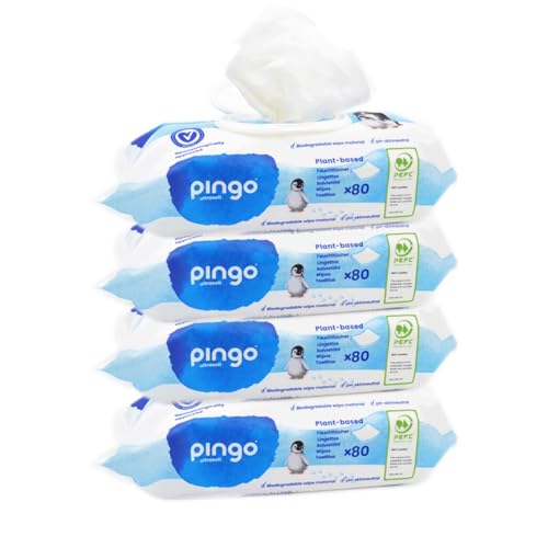 Pack x 4 Toallitas húmedas 100% biodegradables Pingo 80 uds