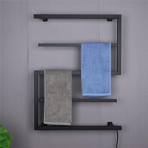 Sèche-serviette électrique noir 89W en acier inoxydable à 6 barres - 5