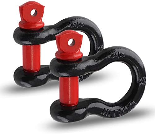Qjaiune 2Pcs 5/8 Inch D Ring Shackle, D Shackle Rugged 19.5 Ton(42990 Lbs) Maximum Break Strength, 3.25 Ton (7165 Lbs) Capacity