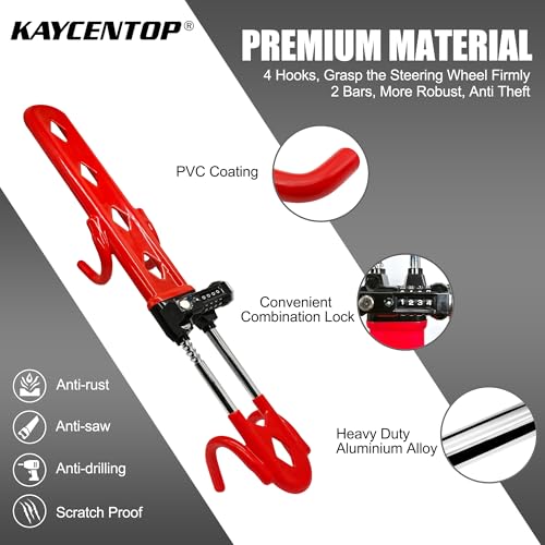 image for KAYCENTOP Universal Combination Steering Wheel Lock Anti-Theft Car Dev