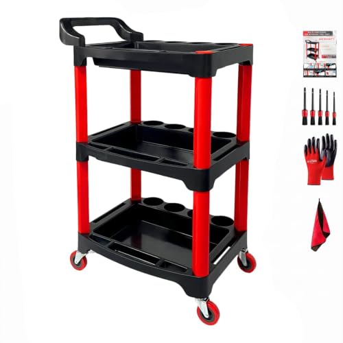Auto Detailing Cart with Wheels (3-Tier)