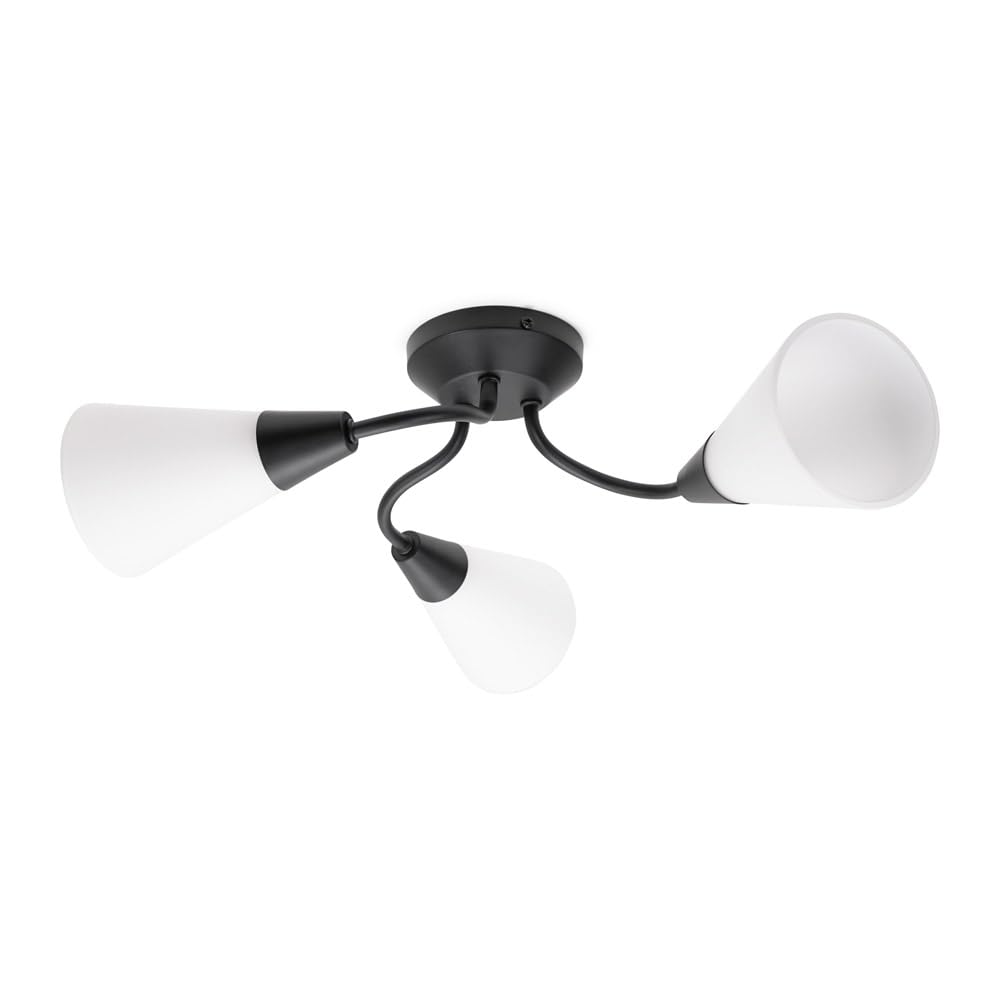 Metal Flush Ceiling Light - Frosted White Shades - LED Bulbs - Kristina