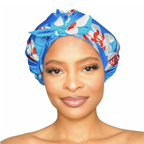 GRACE & COMPANY Luxury Shower Cap For Women - 100% Waterproof, Reusable, Washable & Breathable Shower Caps - Gramercy