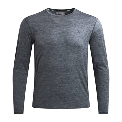 Arctic Cool Men’s Crew Neck Instant Cooling Moisture Wicking Performance UPF 50+ Long Sleeve Shirt | Lightweight Breathable Top for Running, Workout, Exercise, Fishing, Storm Grey Twist, XL
