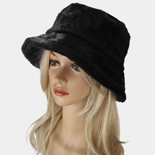 Sombrero tipo bucket de invierno con falso pelaje miniatura 3
