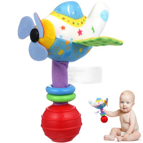 Image of Toyvian Baby Soft Rattles Toy Infant Shaker Teether Cute Stuffed Airplane Handbells Soft Baby Rattle Toy Airplane Rattles Toy for Newborn Baby Gifts