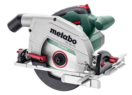 metabo Handkreissäge KS 66 FS - 1500W, 66 mm Schnitttiefe, 190 mm Sägeblatt-Ø, 5000 U/min - Für Führungsschienen geeignet, Softgrip, Schnittanzeiger, Absauganschluss - Inkl. Zubehör & Parallelanschlag