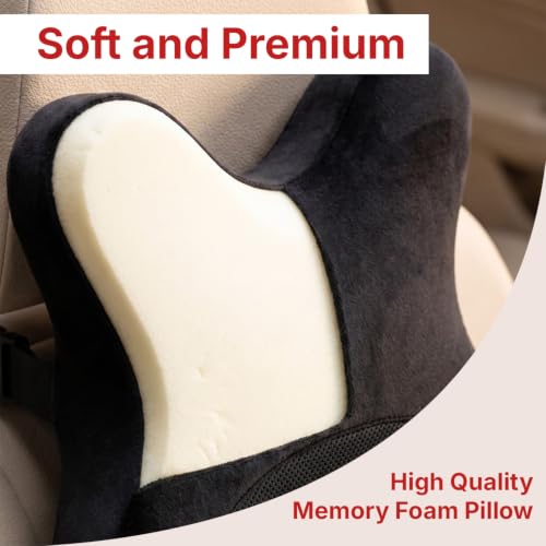 Image of Premium Memory Foam Head Rest Cushion for Car by ValorX USA | Big Size car Neck Support with Adjustable Strap for Car Seat | 2 Years Warranty | Neck Pillow for Cervical Support (Black)