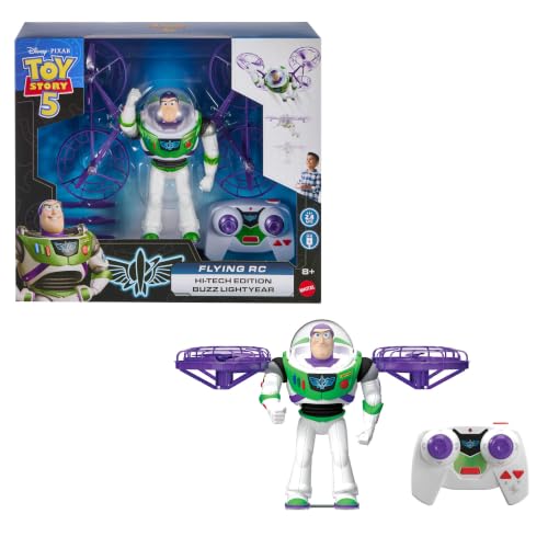 Mattel Disney · Pixar Buzz l’Éclair Volant Édition High-Tech, Ranger de l’Espace télécommandé à Ailes déployables Issu de Toy Story 5, JKV53